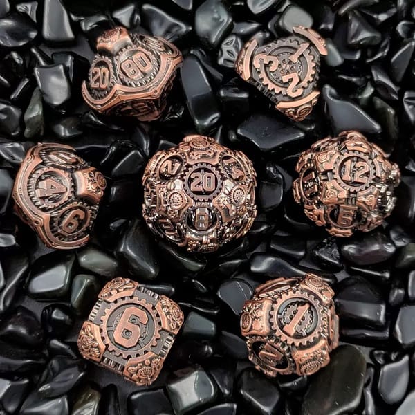 In-stock copper steampunk gear metal dice